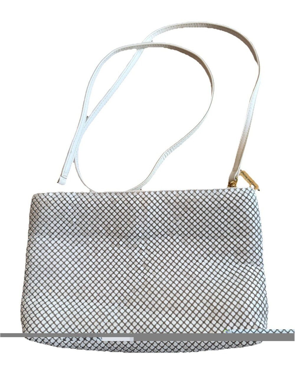 Whiting And Davis Vintage Metal Mesh Clutch With Detachable Crossbody Strap Gold